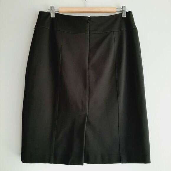 TANJAY Faux Leather Piping Detail Knee Length Pencil Skirt Black Sz 10 P - Picture 5 of 10